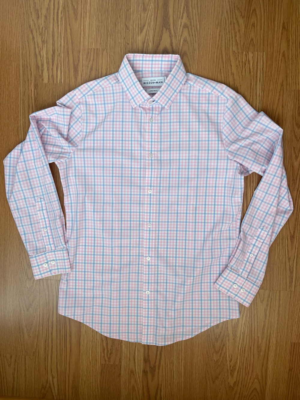 Mizzen+Main Pink and Blue Plaid Button-Down Dress Shirt preppy business casual